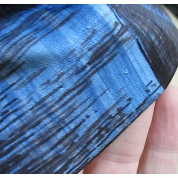 Small Single Stitch Vintage 1970s Womens Blue Top Polyester Paint Print Disco - Picture 4 of 4